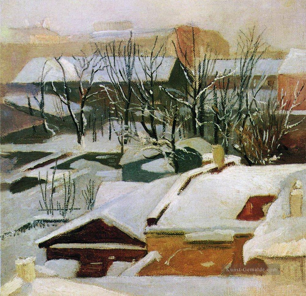 Stadtdächer im Winter Schnee Ivan Ivanovich Ölgemälde